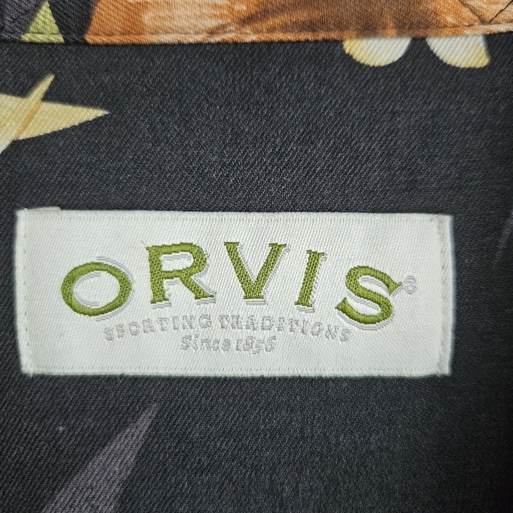 Orvis‎ Floral Hawaiian Shirt Mens Short Sleeve 100% Silk Button Up XL - Picture 7 of 8